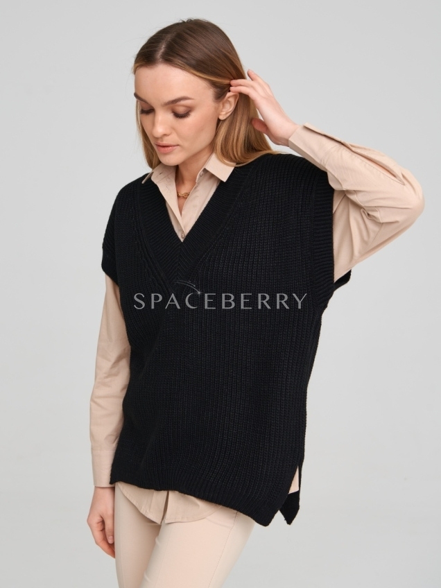 Женский вязаный джемпер оверсайз, жилет